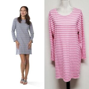 Sail to Sable Textured Knit Stripe Long Sleeve Mini Dress Pink XL